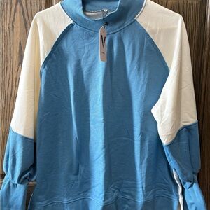 Blue and White Womens color block  Sweater